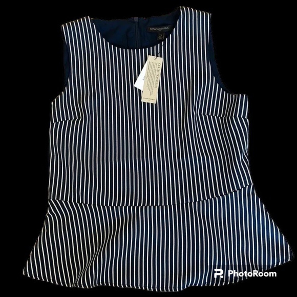 Banana Republic peplum pin striped top